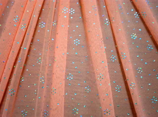 1.Coral Holo Glitter Mesh